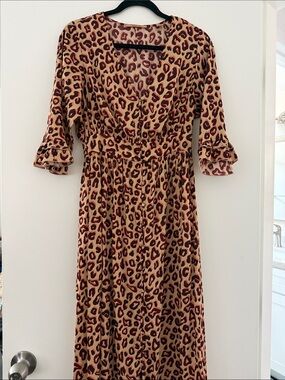 Scotch & Soda Leopard-Print Maxi Dress in Tan and Brown